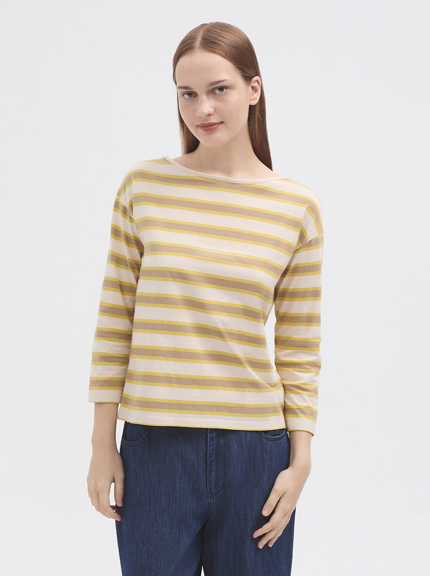 Boat Neck Striped T-Shirt
