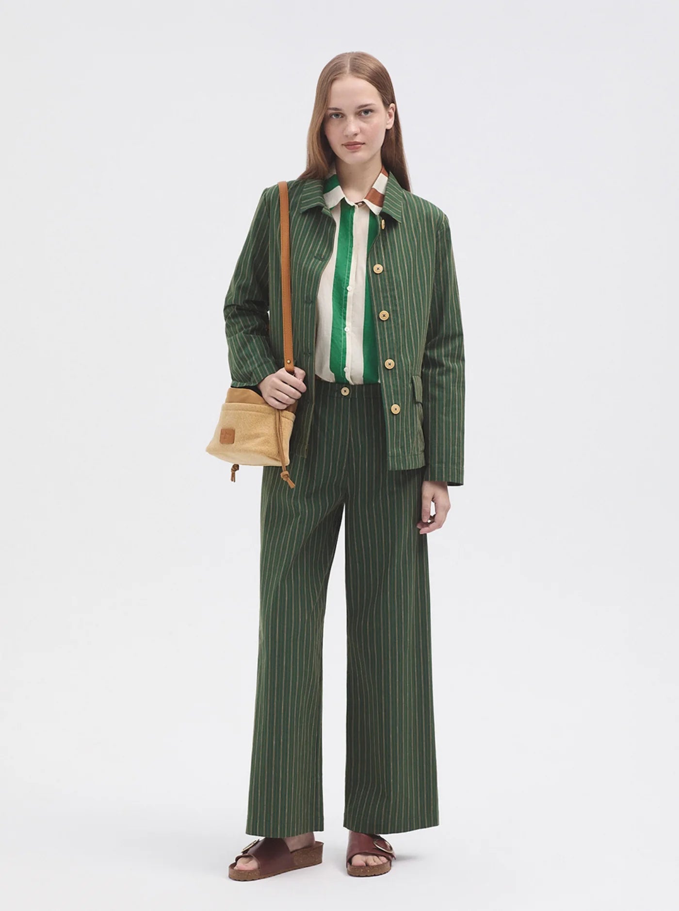 Two-Tone Woven Stripe Pants