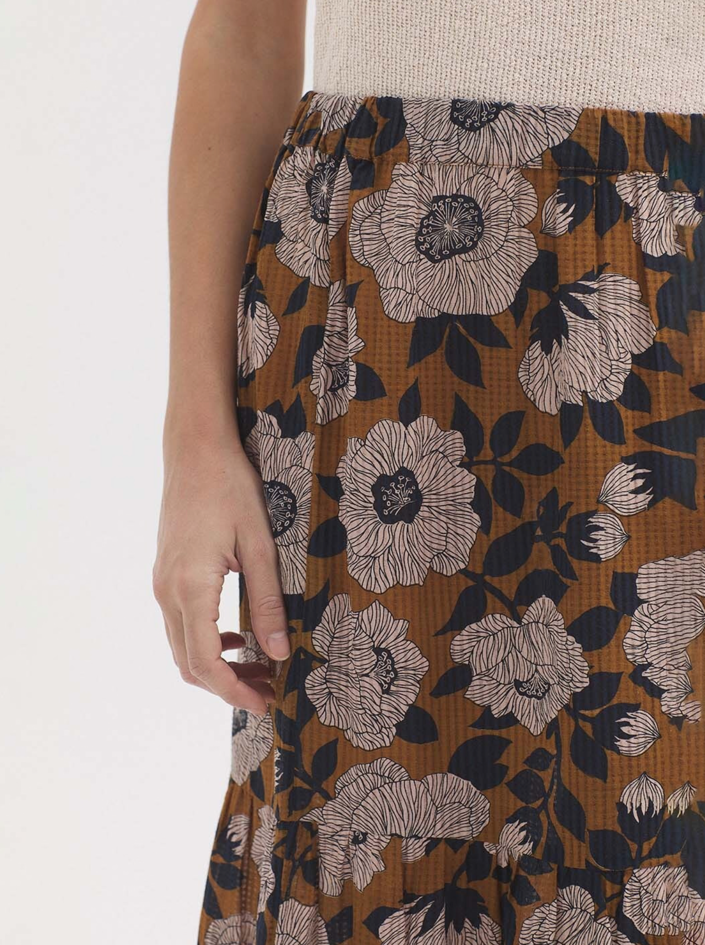 Camelia Print Waffle Skirt