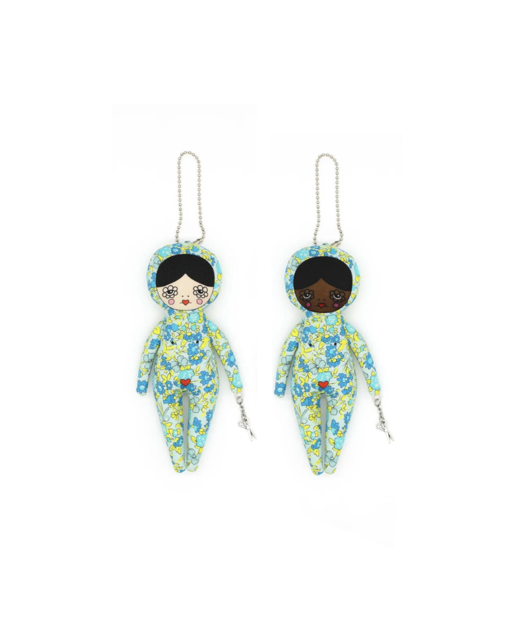 Blue Floral Snowsuit Doll Bag Charm