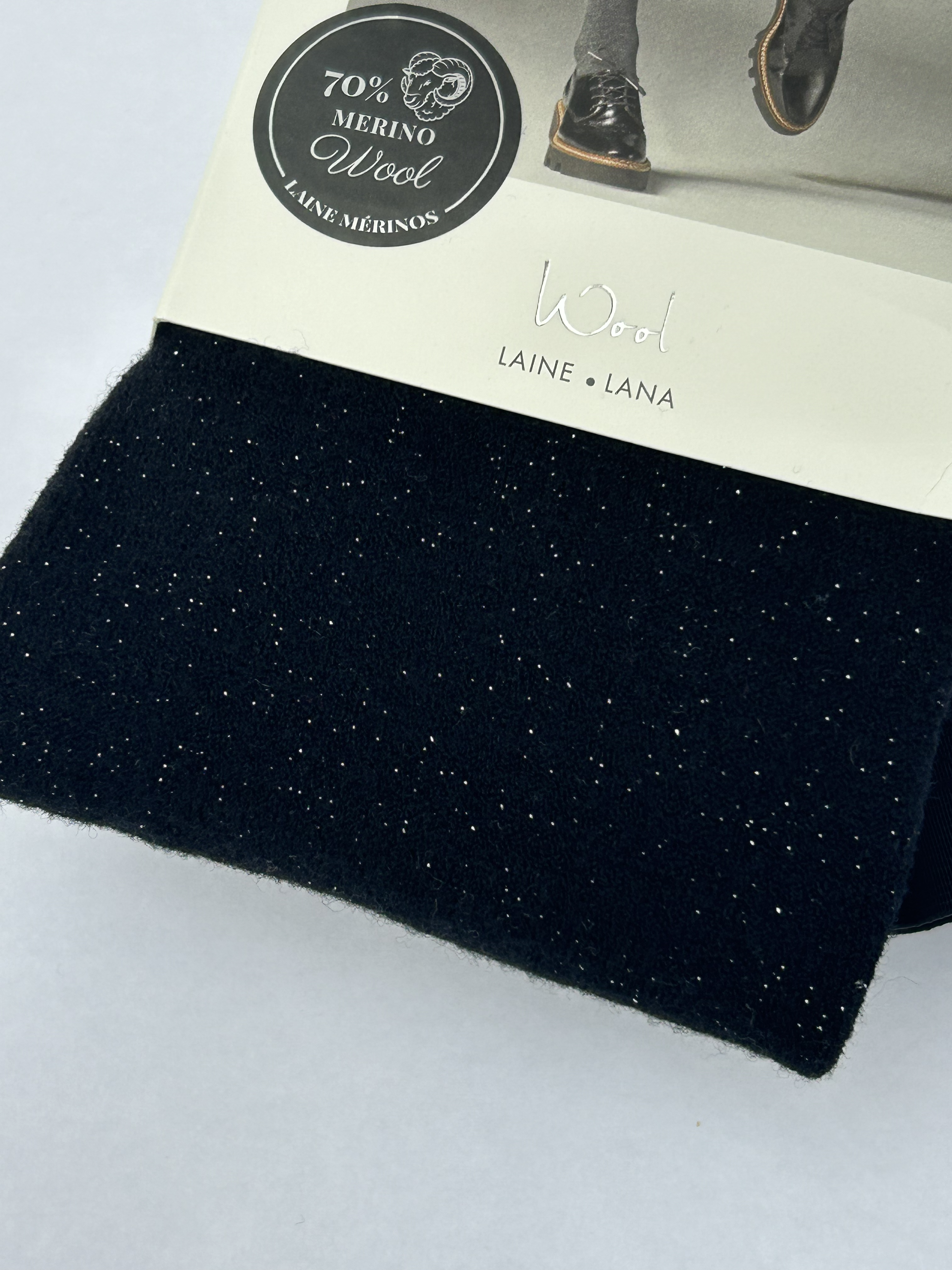 Merino Wool Tights With Silver Glitter