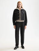 Oversized Textured Denim Jacket - Frock Toronto