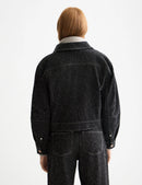 Oversized Textured Denim Jacket - Frock Toronto