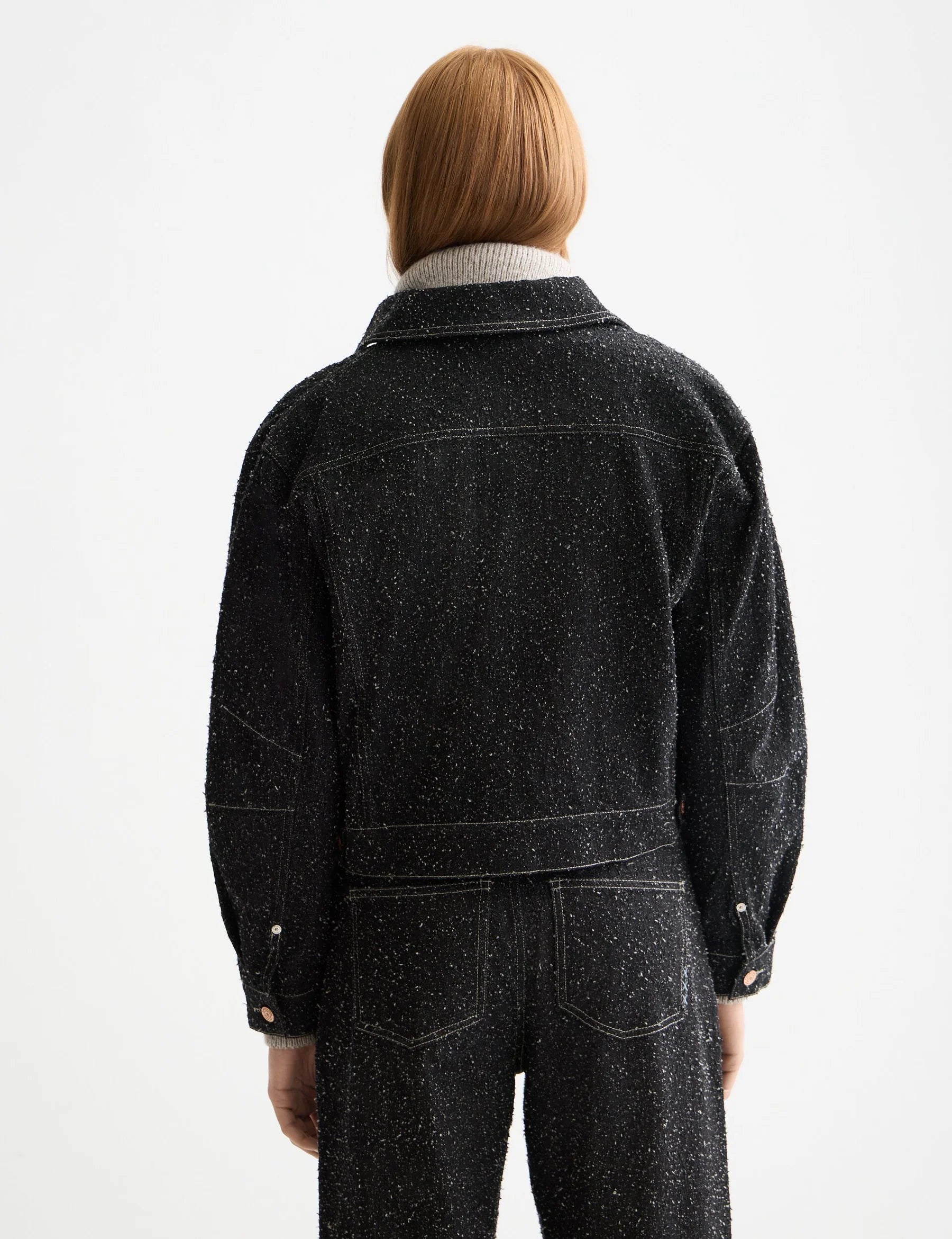 Oversized Textured Denim Jacket - Frock Toronto