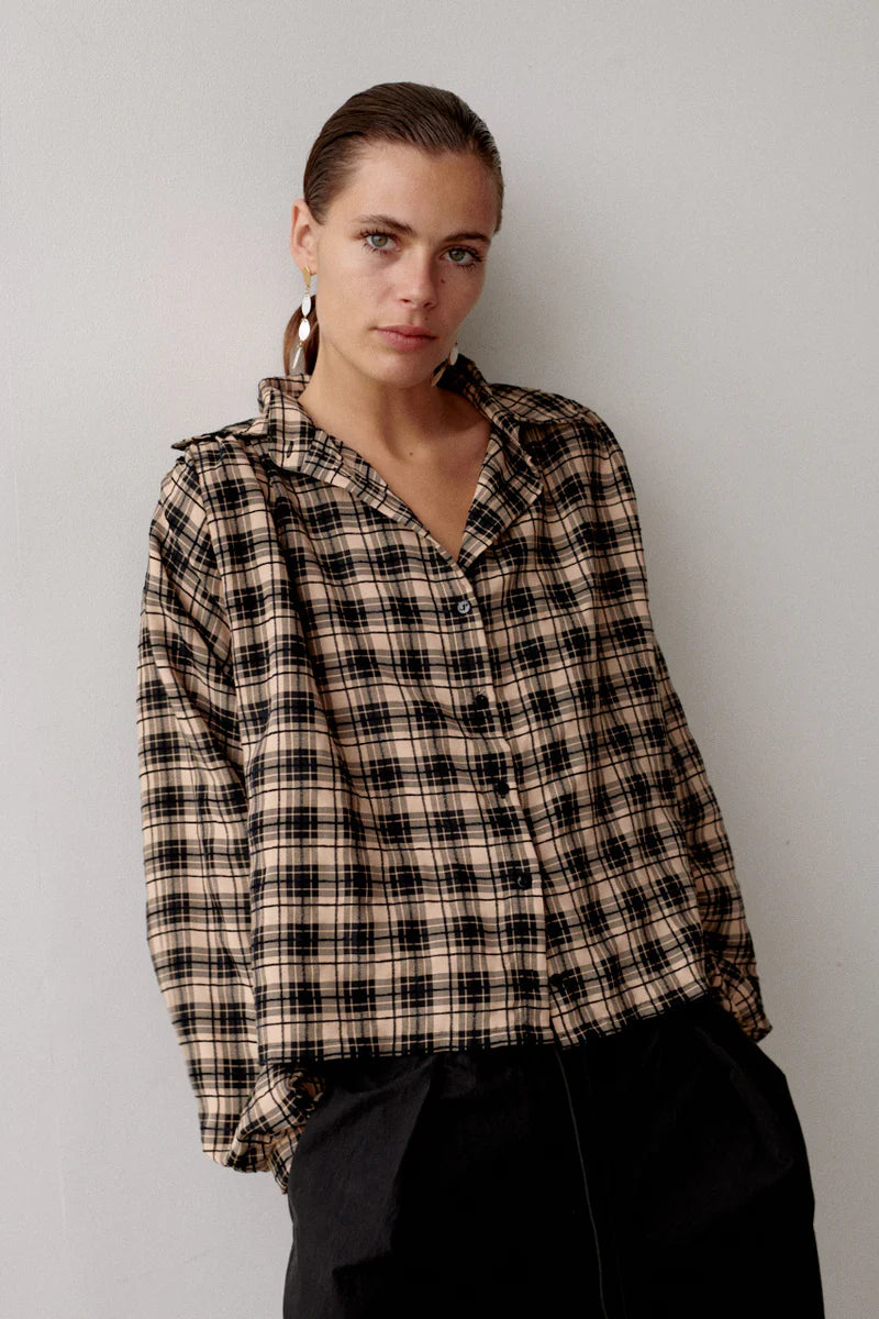 Textured Plaid Blouse