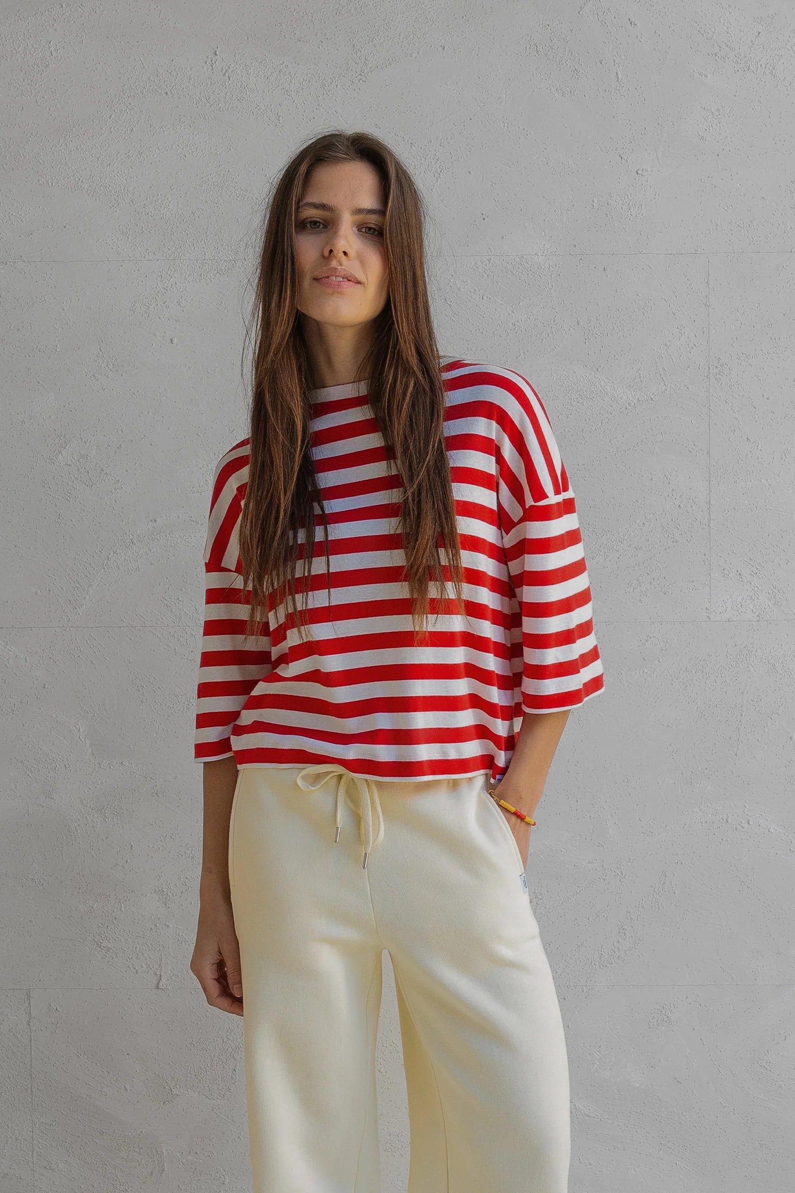 Mid Sleeve Stripe Tee