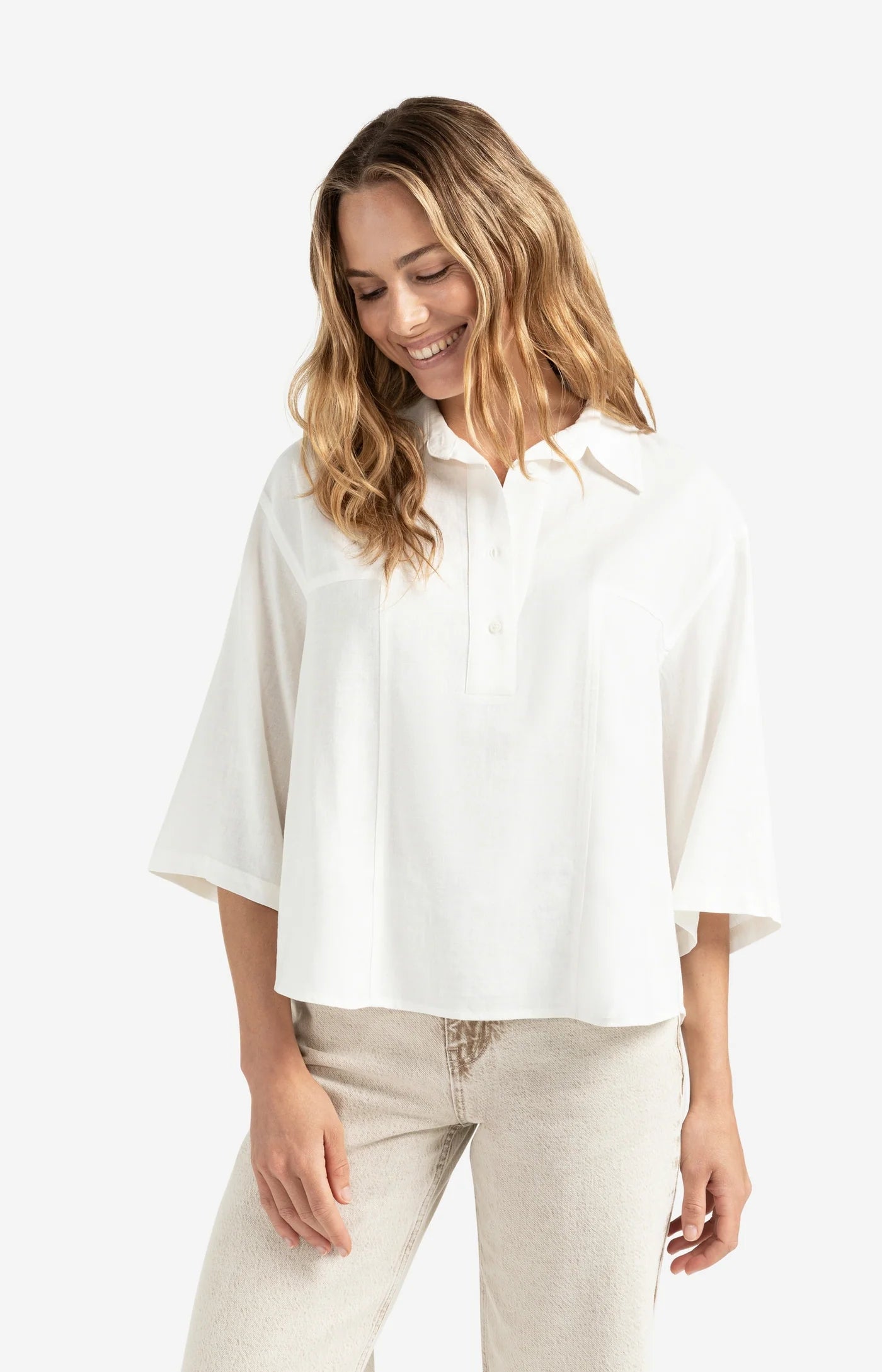 Woven Polo Blouse