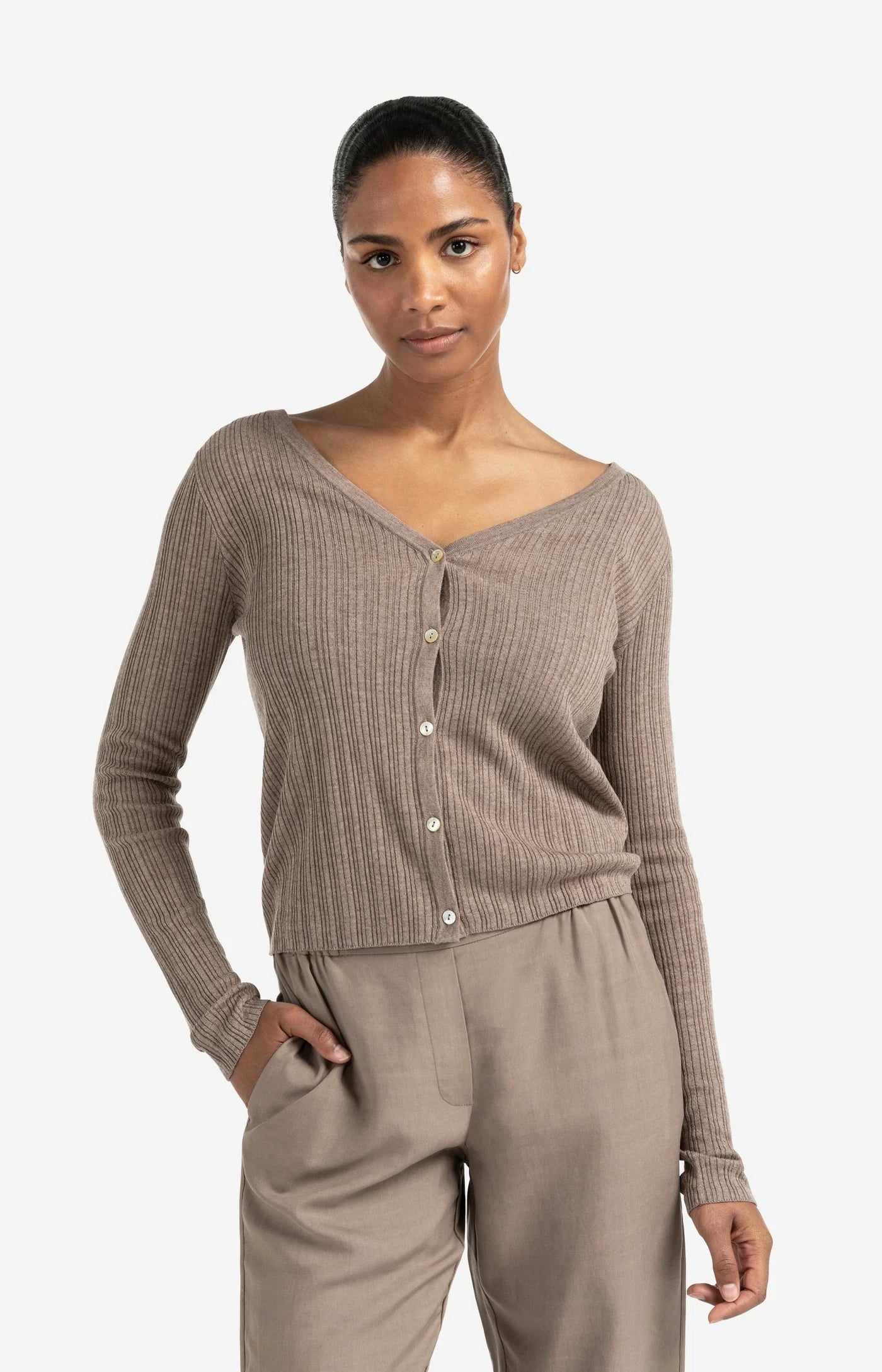 Fine Rib Knit Cardigan