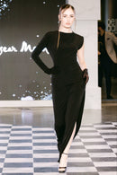 *Oscar Mendoza - Black Stretch Dress with Built-In Glove - Frock Toronto