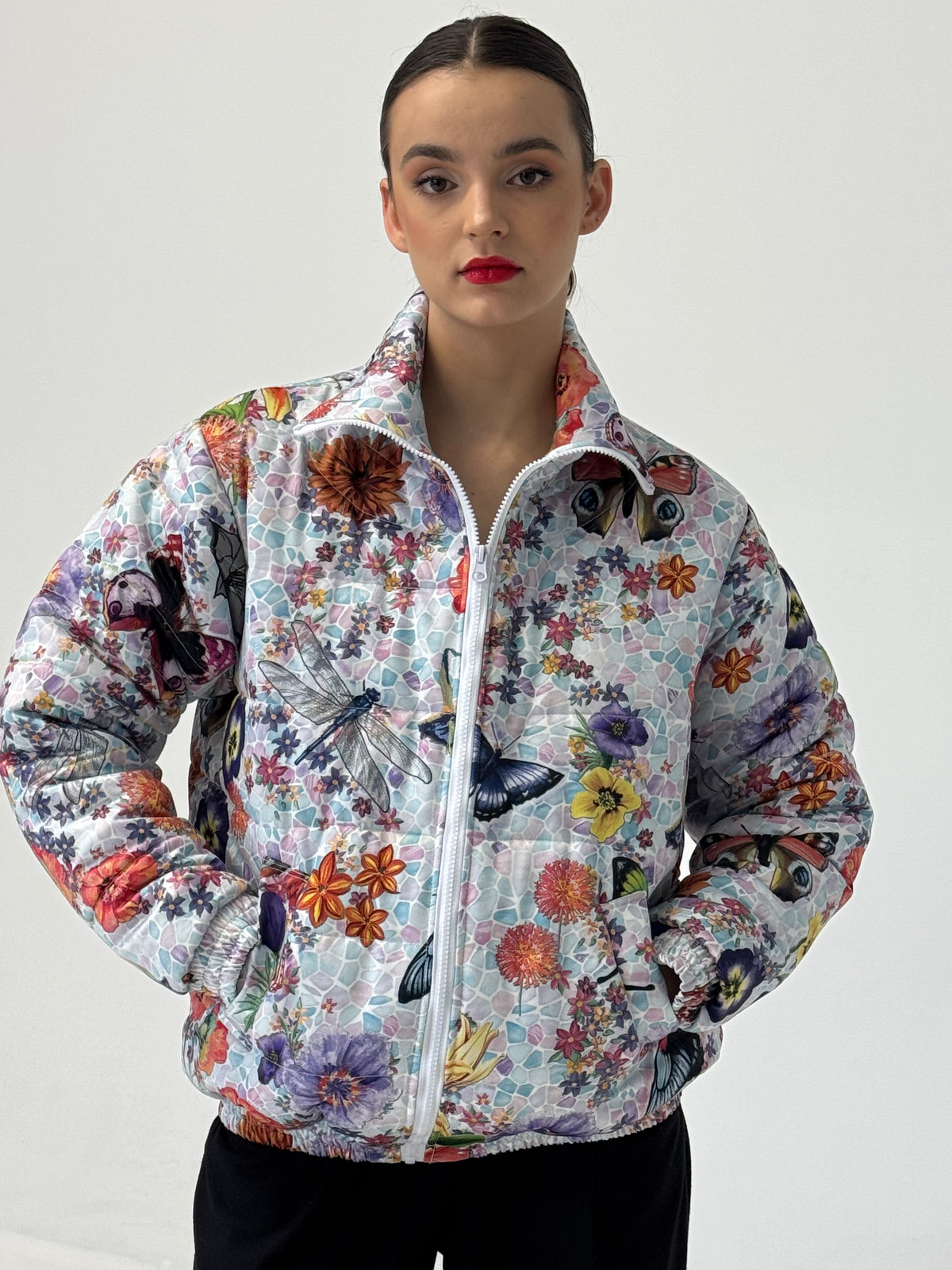 *Oscar Mendoza - Butterfly and Floral Printed Puffer - Frock Toronto