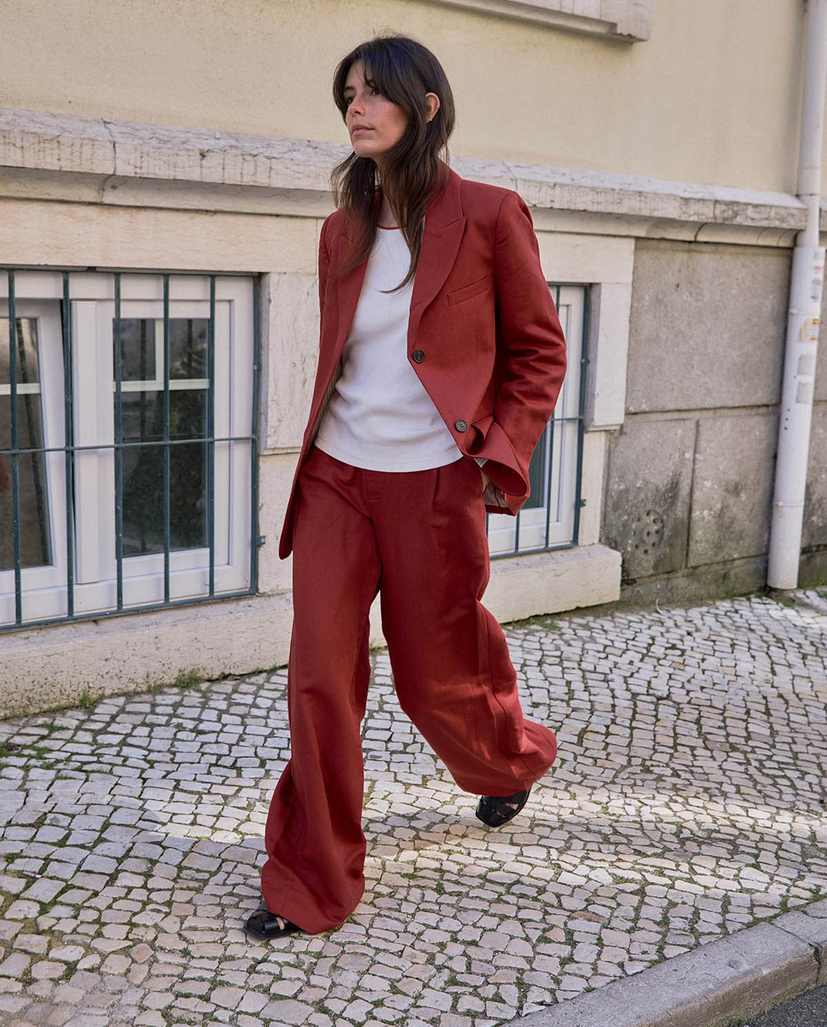 Linen Blend WIde Leg Trousers