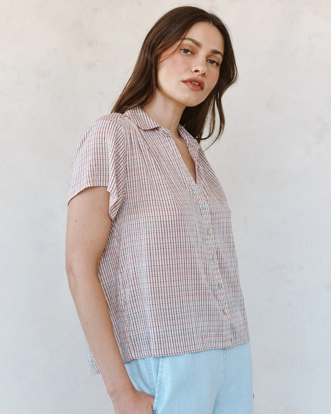 Shirred Short Sleeve Shirt