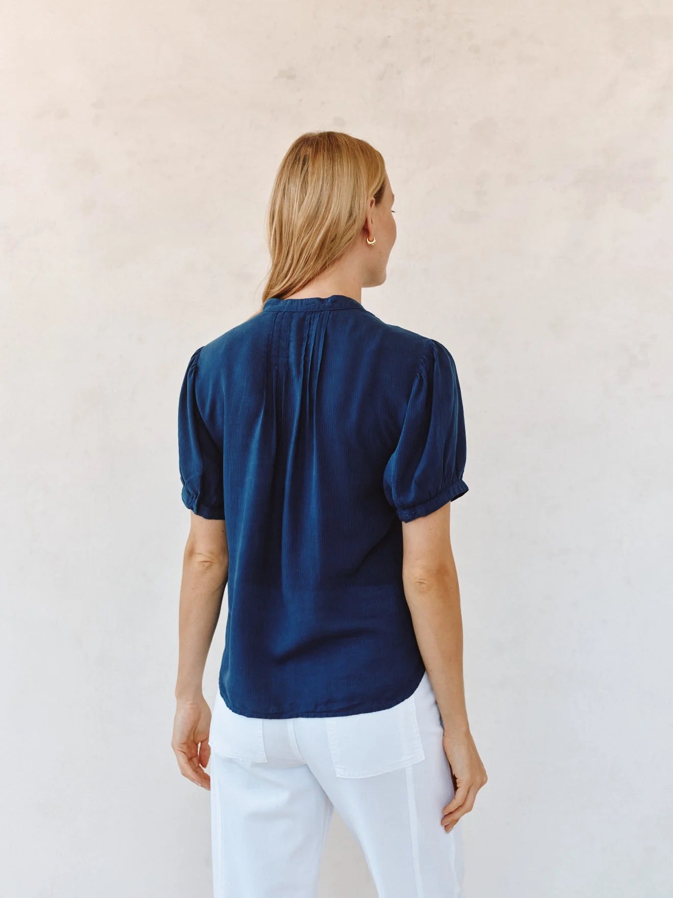 Short Sleeve Pintuck Shirt Navy Dusk