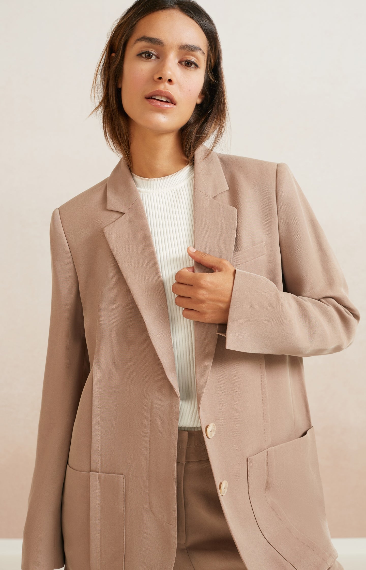 Woven Oversized Blazer With Pockets