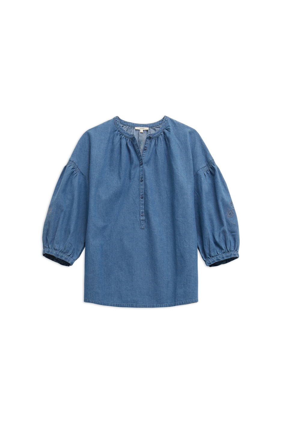 Denim Puff Sleeve Blouse